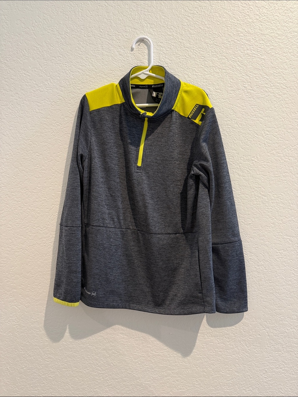 Russell Boyâs Grey & Yellow Quarter-Zip Sweater